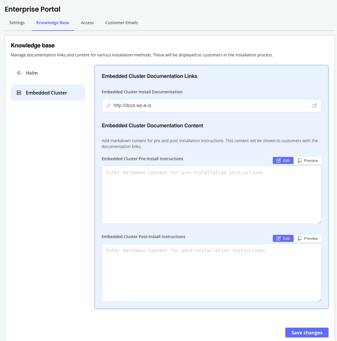 Enterprise Portal knowledge base page